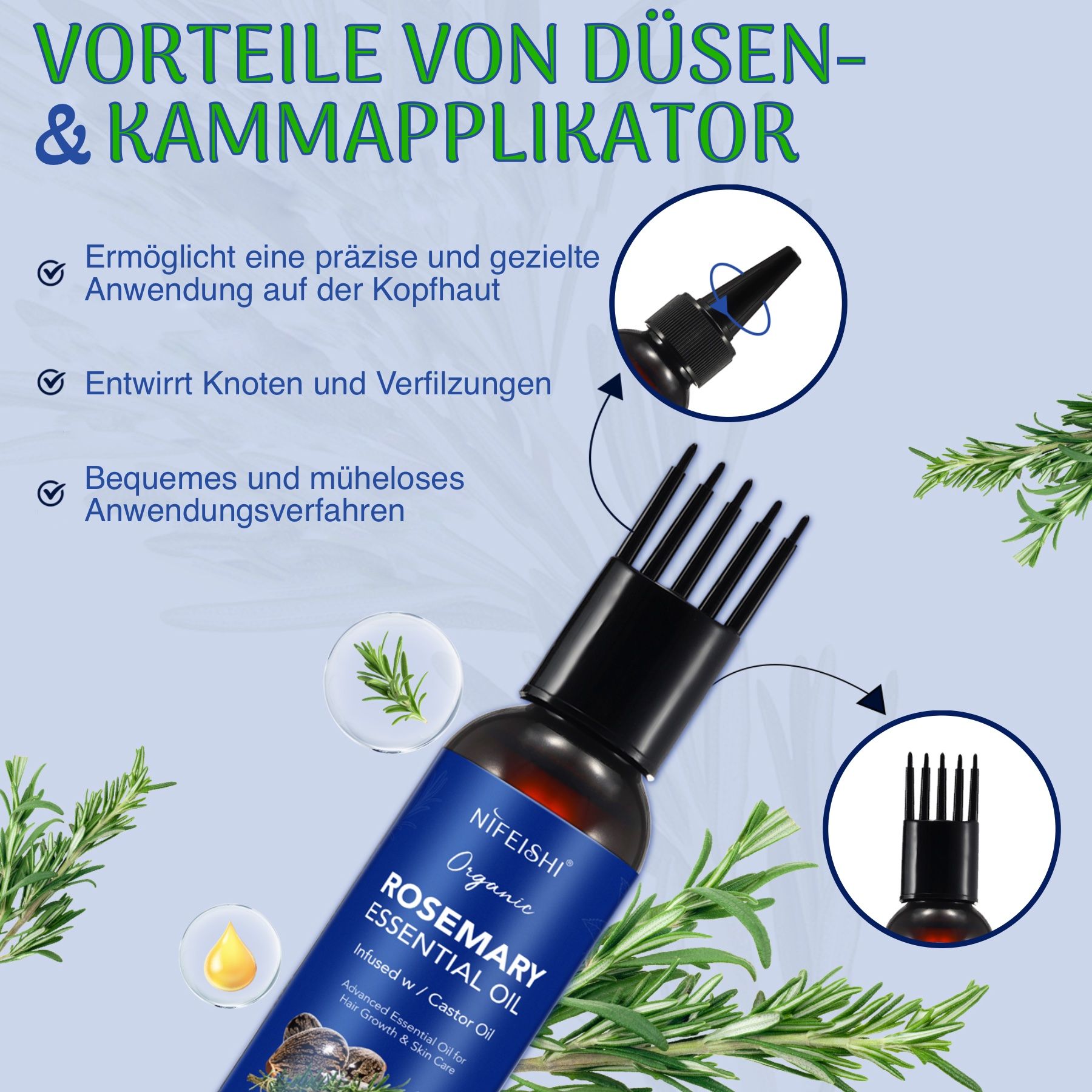 P-beauty Rosmarinöl Rizinus Haaröl für Haarpflege