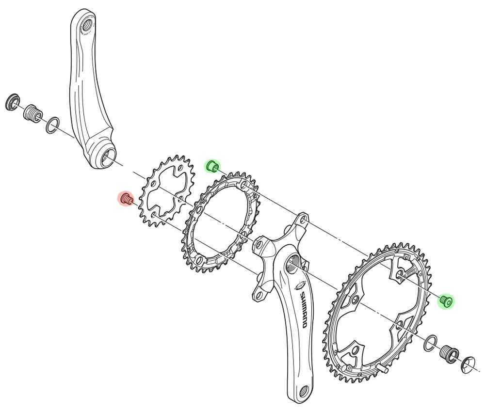 Shimano DEORE Kettenblattschrauben für FC-M540 (4 Stück) kaufen | Bike-Discount