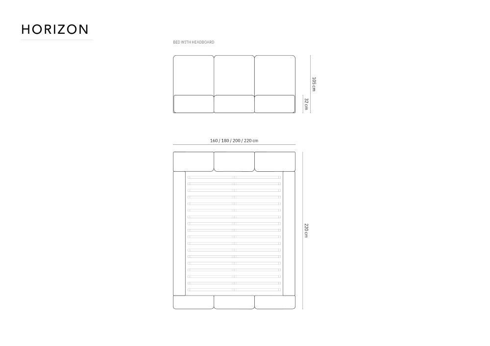 Windsor & Co Horizon Bedframe met Opbergvak - 140 x 200 cm - Chenille - Beige