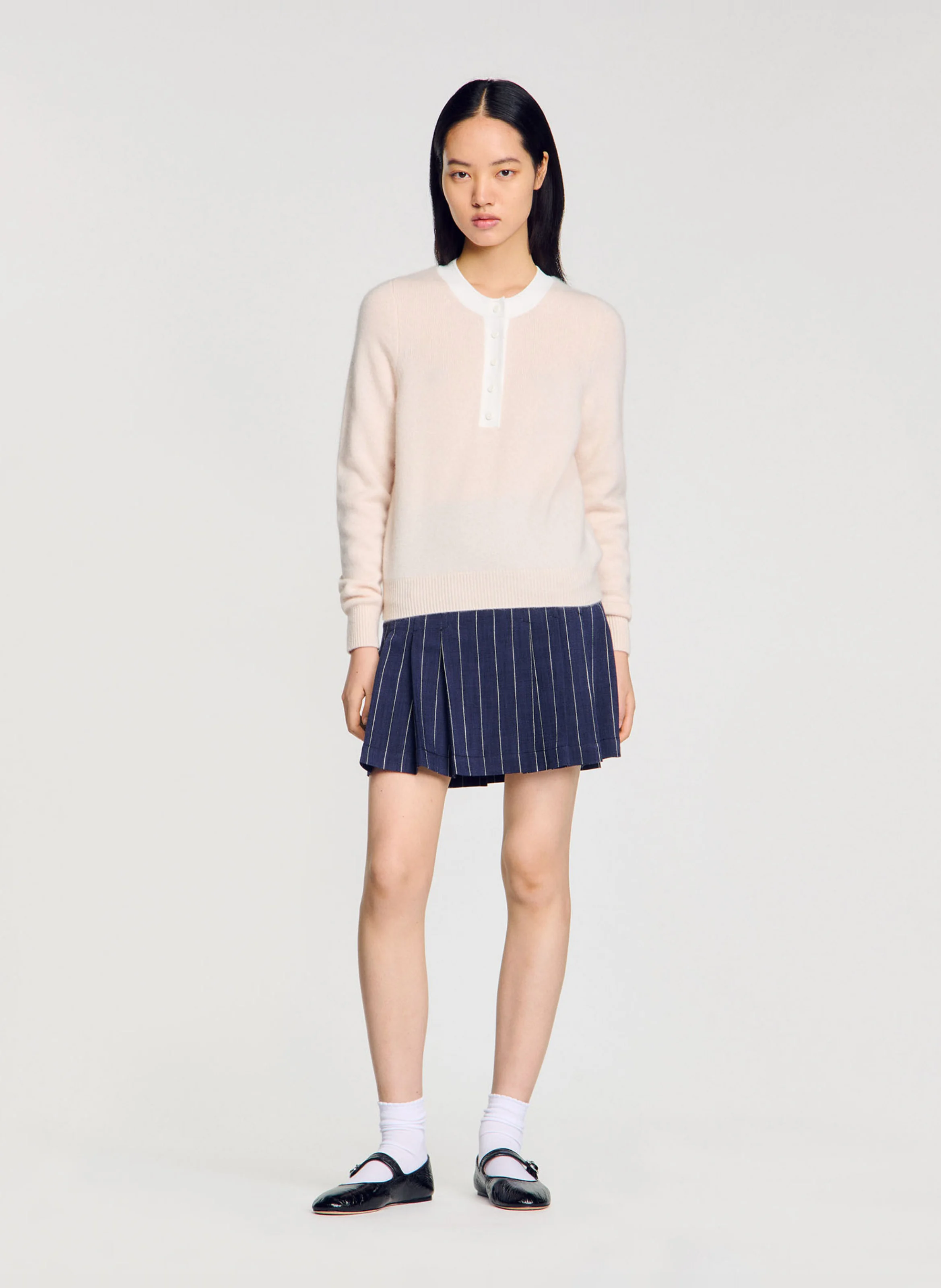 Pull bicolore en laine et cachemire | Beige