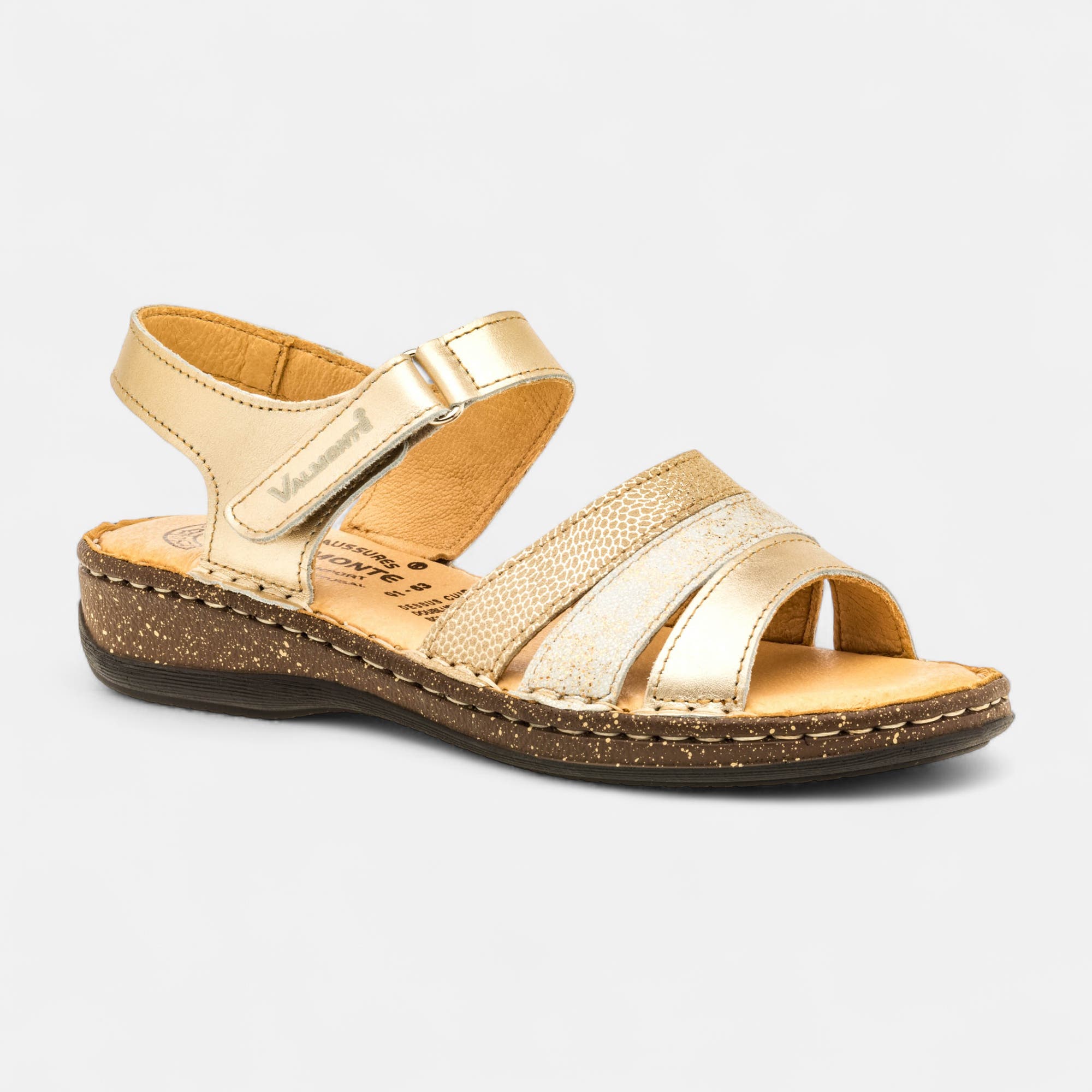 Nu-pieds confort Femme en cuir or