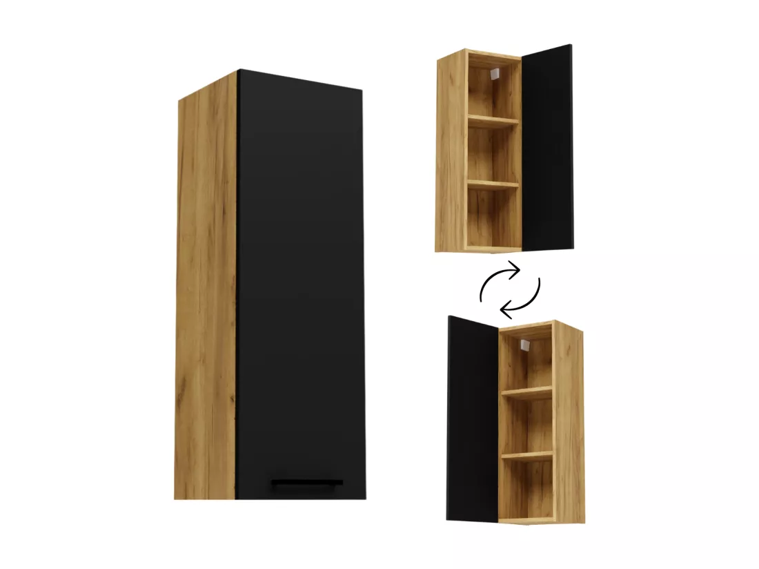 Armoire de salle de bain suspendue 30cm Étagère étroite en chêne noir Craft