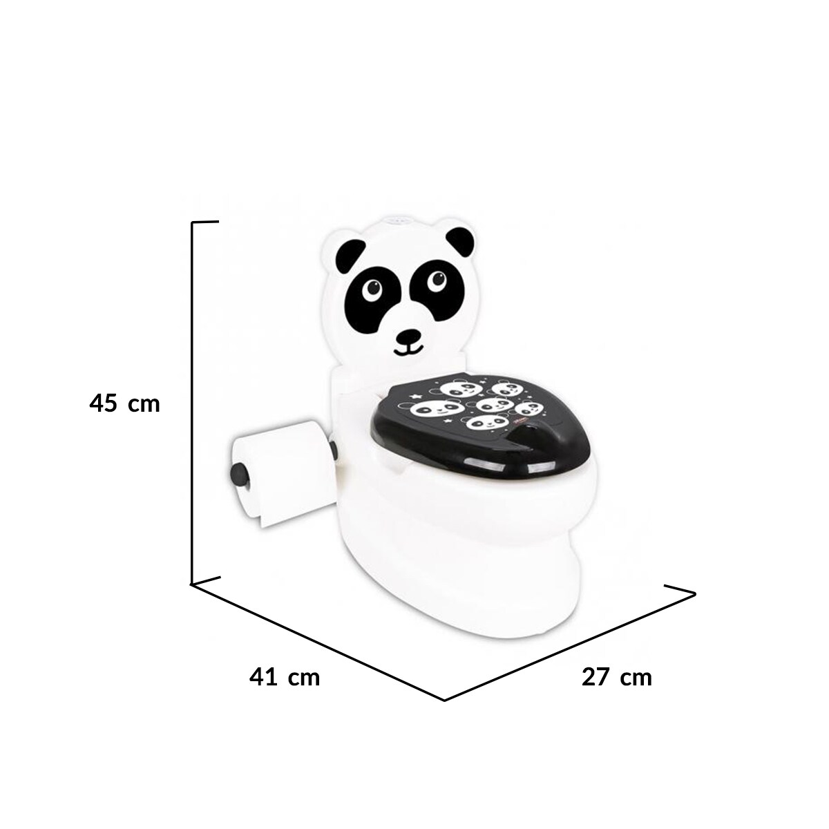 Pilsan Töpfchen Panda 07561 Toilettenpapierhalter, Musik, Licht, Klappdeckel weiß