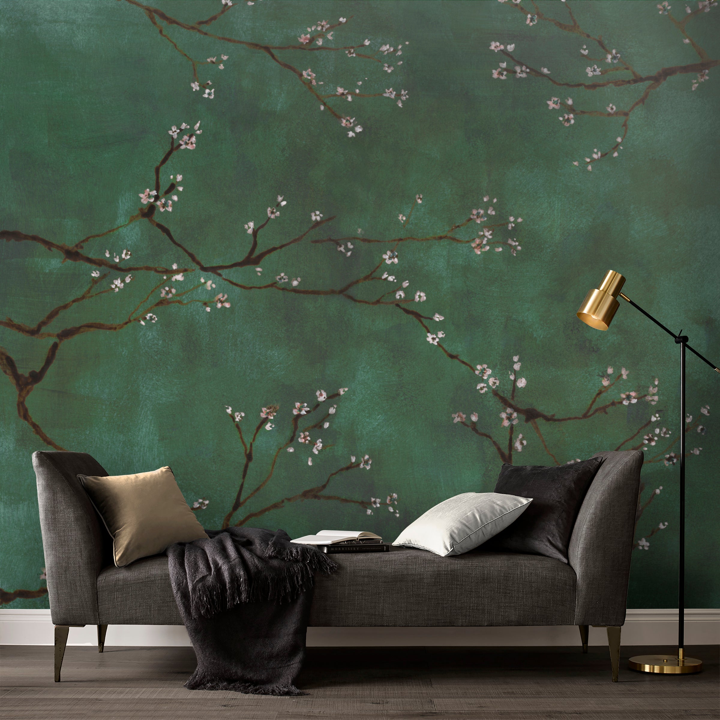 Art for the Home Fotobehang - Chinese Bloesem - Groen - 280x300cm