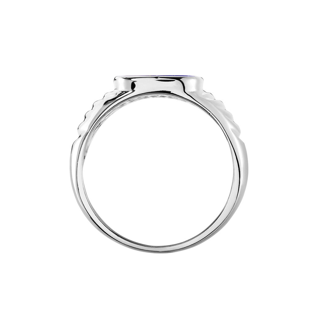 Chevalière Argent Blanc Calisto Lapis Lazuli