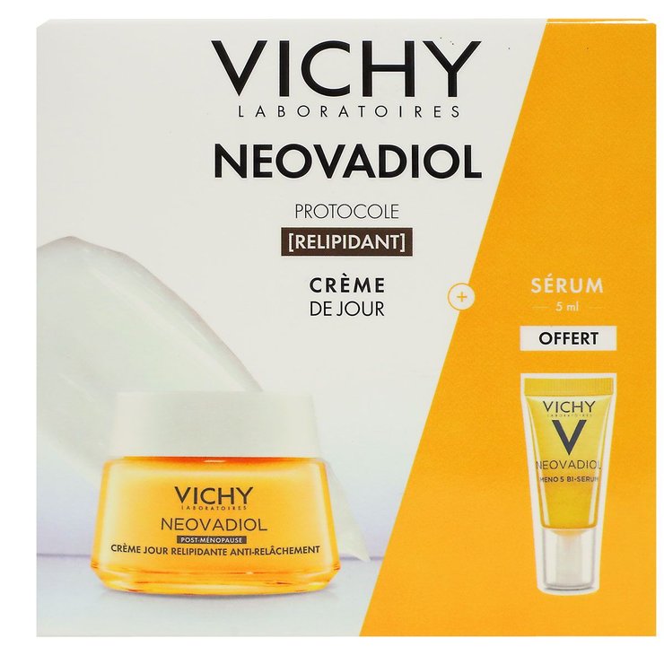 Coffret Neovadiol Post-ménopause protocole relipidant crème jour et sérum