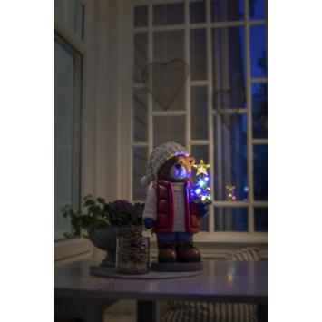 LED staande teddybeer met kerstboom 38,5x21cm