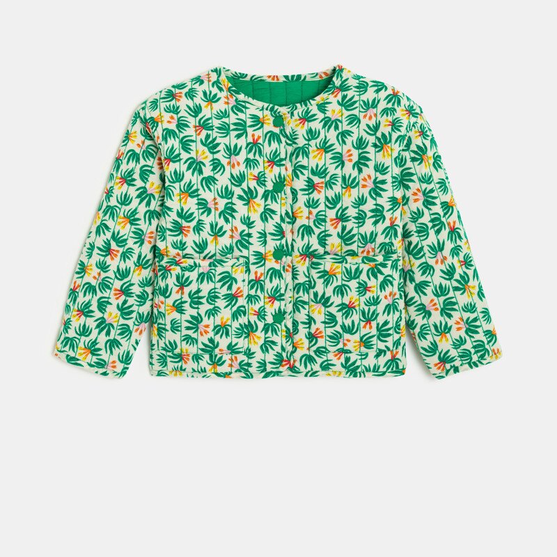 Veste réversible fille verte à motifs tropicaux Catimini Rose