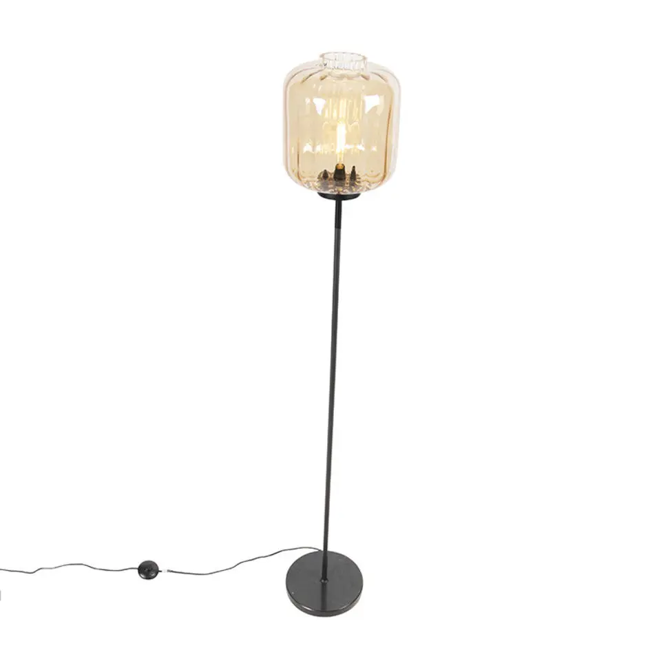 Qazqa vloerlampen qara beige e27