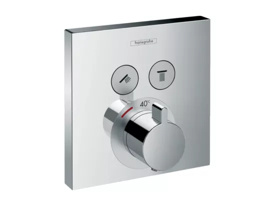 Façade pour mitigeur thermostatique encastré HANSGROHE ShowerSelect avec 2 fonctions chromé