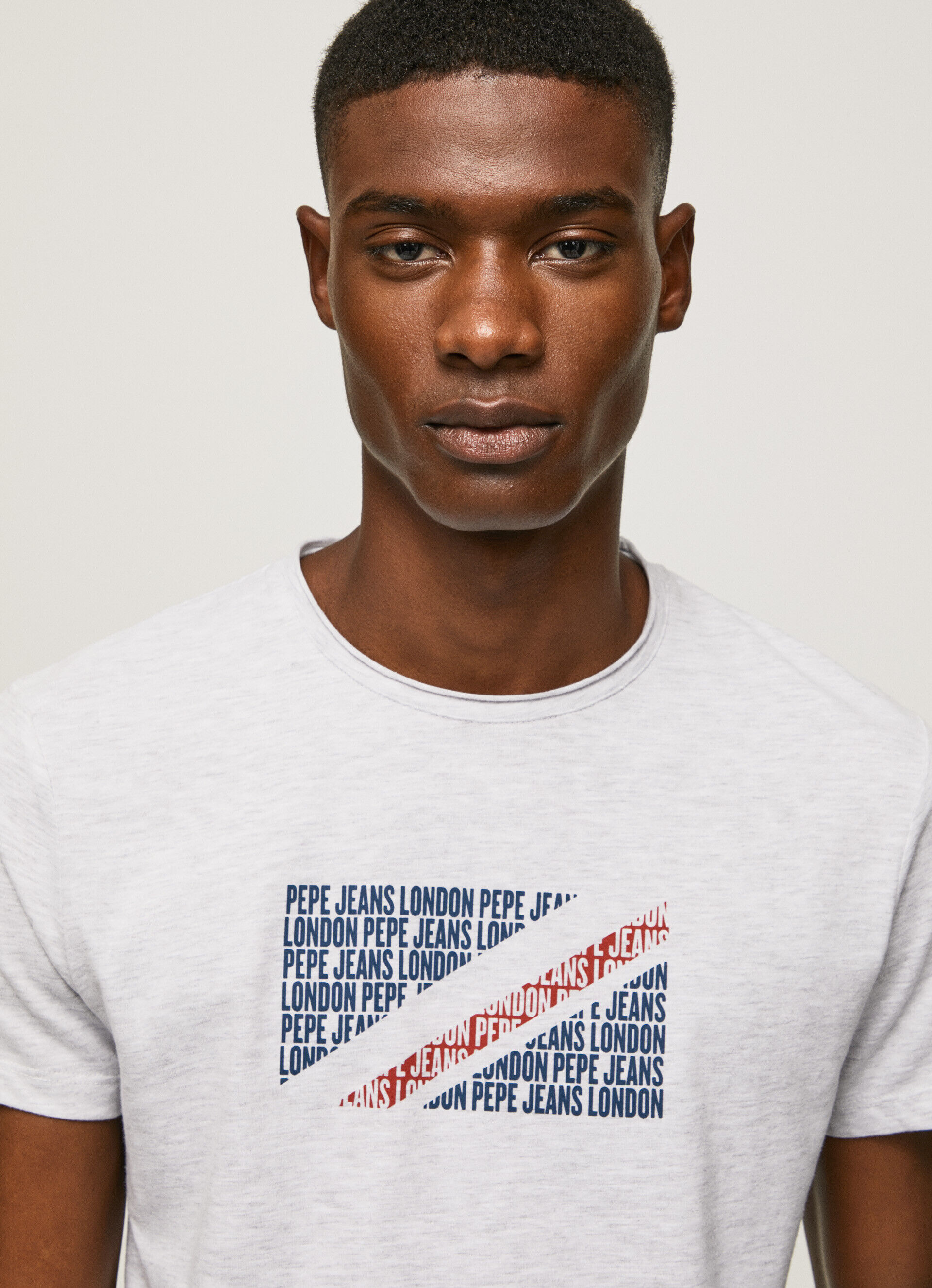 Camiseta mesclada com logotipo estampado - branca