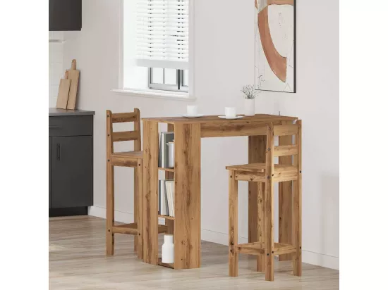 Table de bar avec étagère chêne artisanal bois d'ingénierie