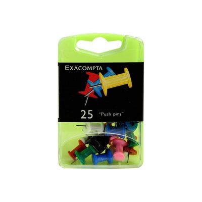 Exacompta - 25 Épingles Push pin's - 10 mm - couleurs opaques assorties