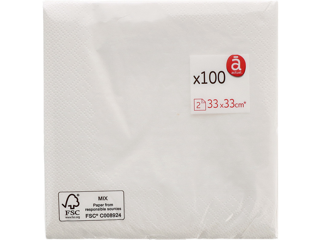 GUARDANAPOS ACTUEL FOLHA DUPLA 100 UNIDADES 33X33CM