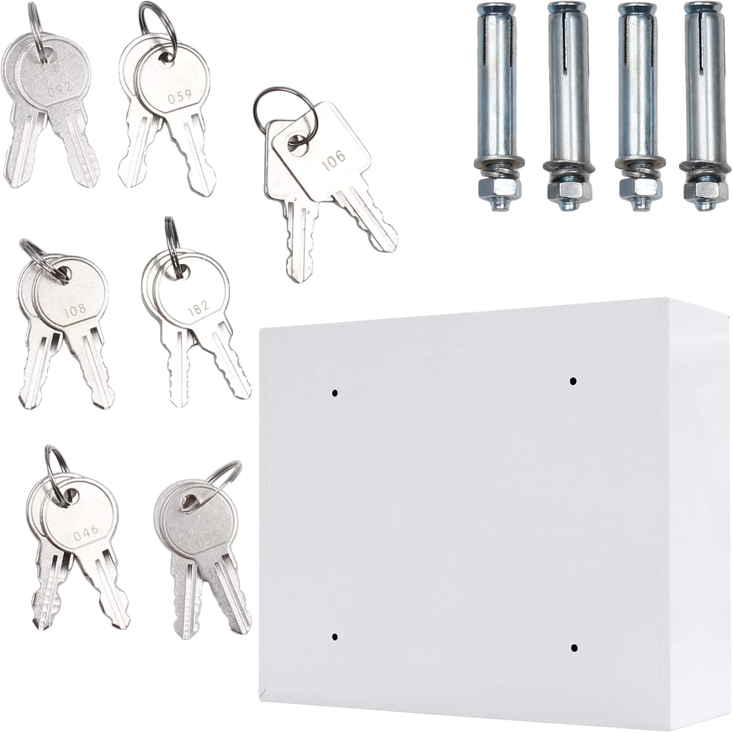 Profirst Schlüsselausgabe Partras 6000 Outdoor Elektronikschloss weiss Kunststoffscheibe (HxBxT) 474x565x180 mm 6 Fächer 2 Notöffnungsschlüssel Zentralöffnung Zylinderschloss Befestigungsmaterial