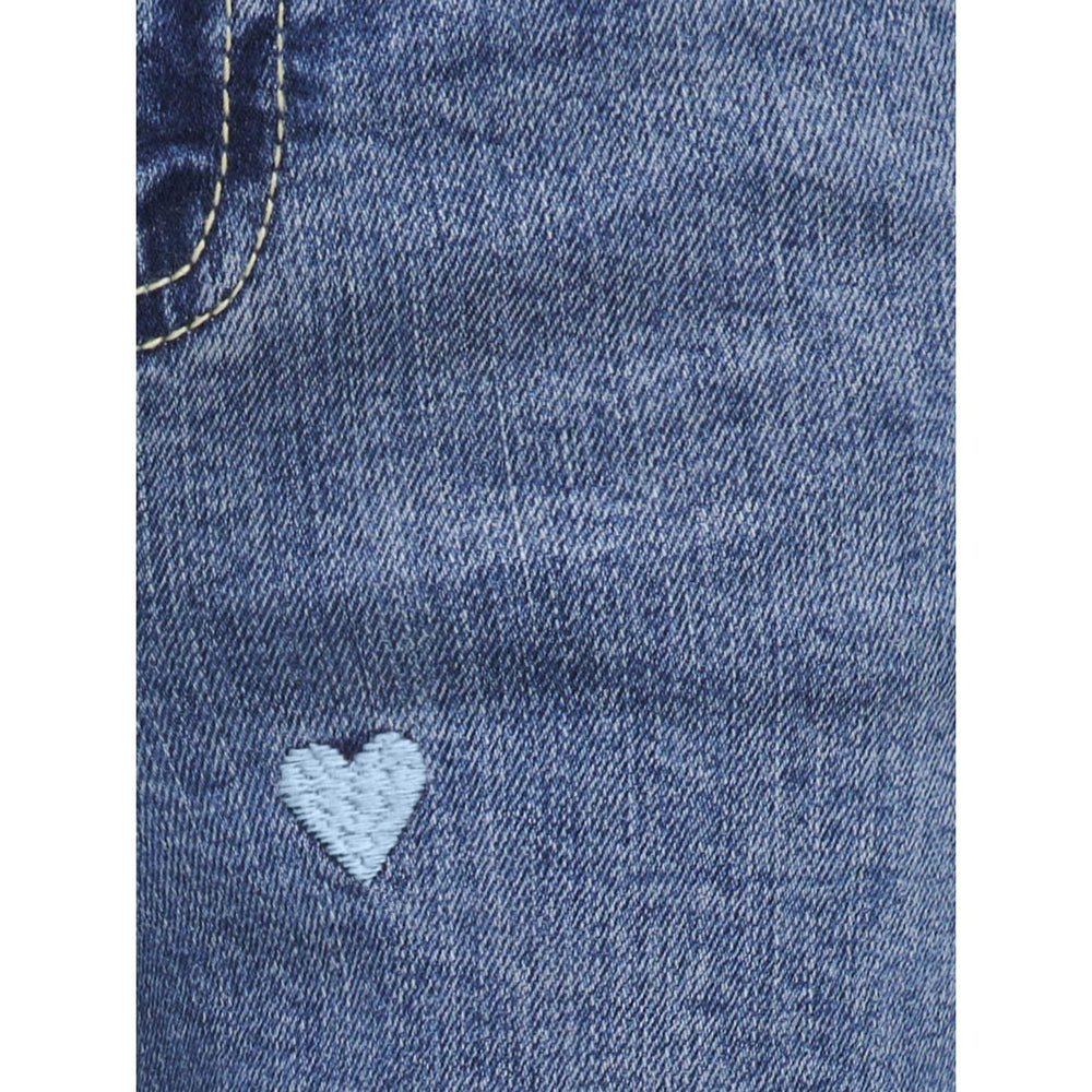 Køb kids ONLY Light Medium Blue Denim Embroidered Blue Hearts Juicy Wide Leg Heart Denim Jeans
