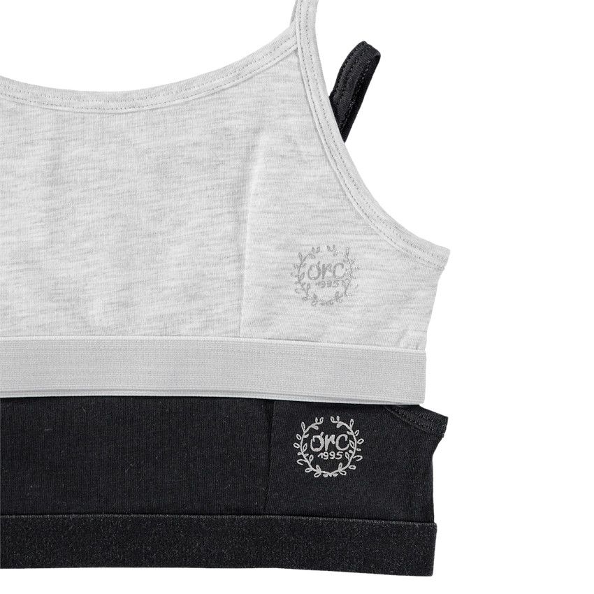 Junior - Lot de 2 brassières en coton avec logo printé - Gris chiné