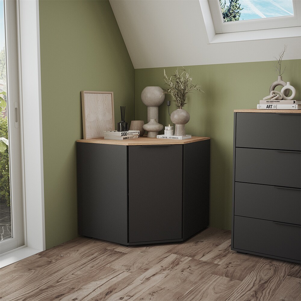 Vicco Eckkommode Betti Anthrazit Sonoma 78 x 78 cm Wohnzimmer 1 Tür