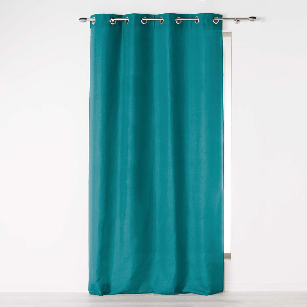 Rideau à œillets polyester bleu pétrole 140x260cm