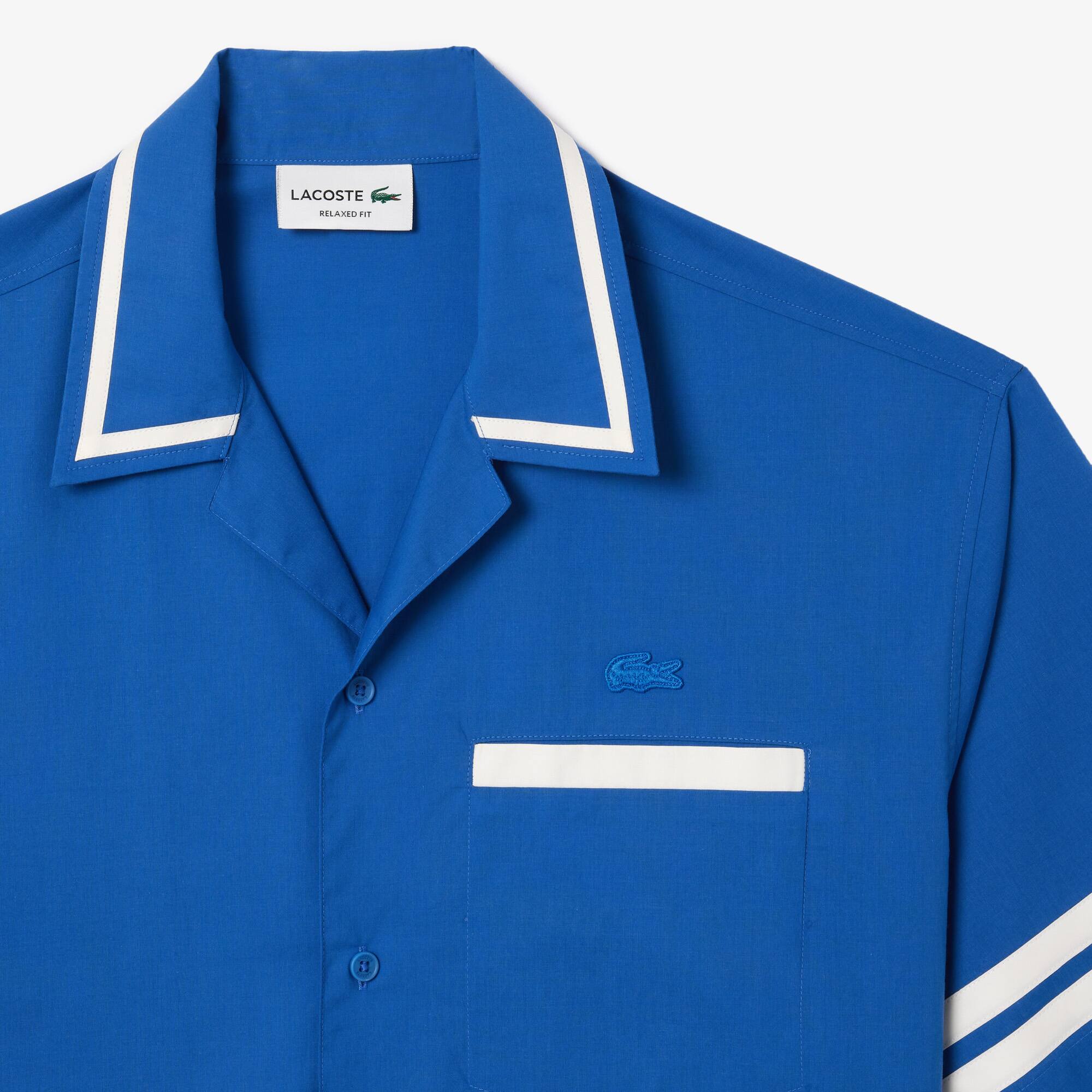 Hemd aus Baumwolltwill mit LACOSTE Aufdruck Kurze Armel - Blau - Lacoste - Herren