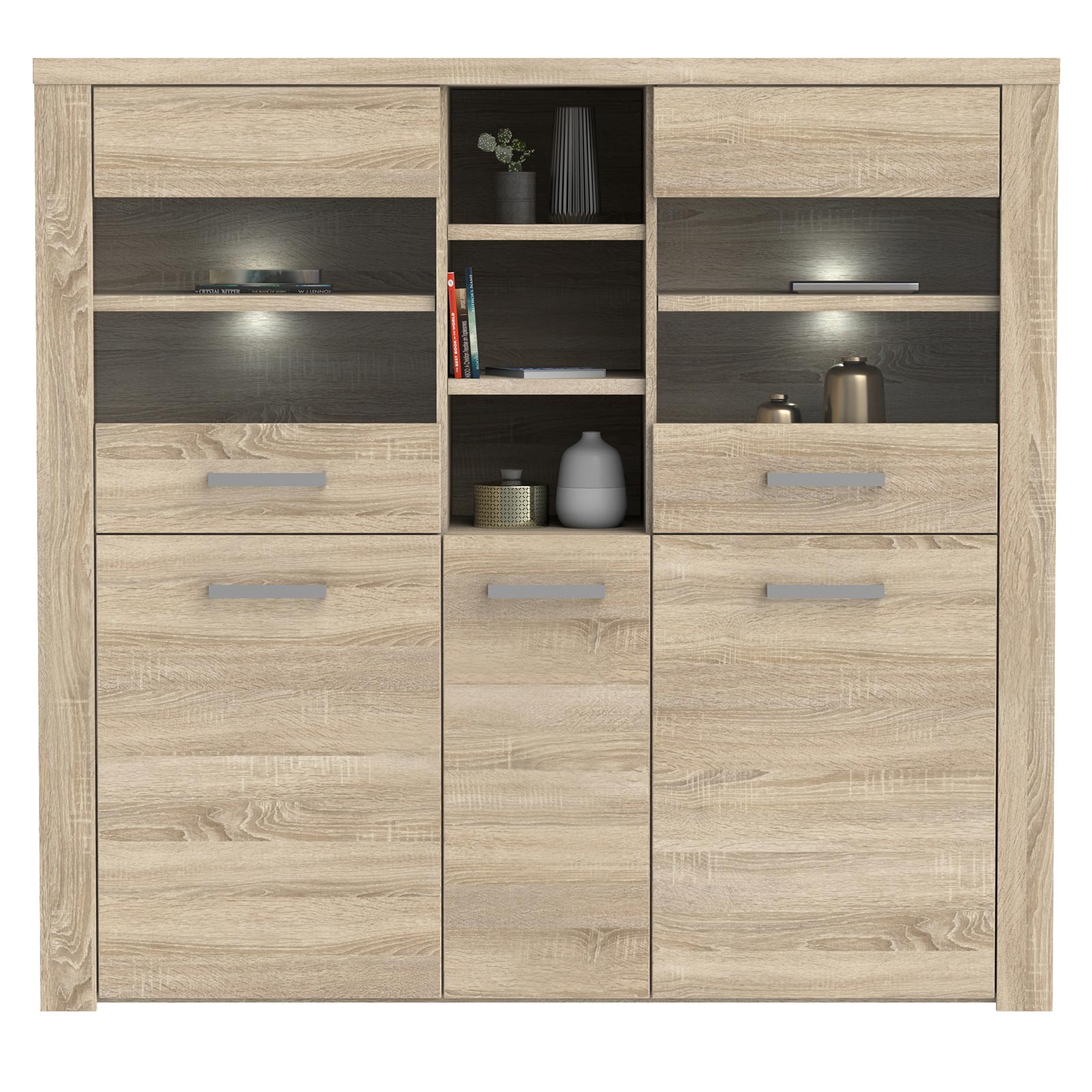 Highboardvitrine - Sonoma Eiche - 146 cm