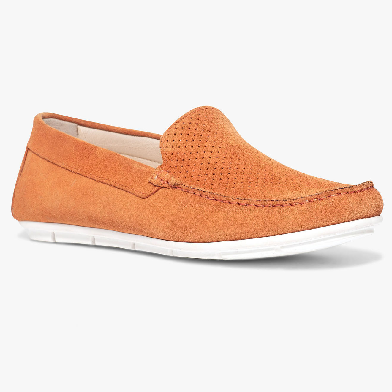 Bocage Mocassins en Velours de Cuir Symmaque orange