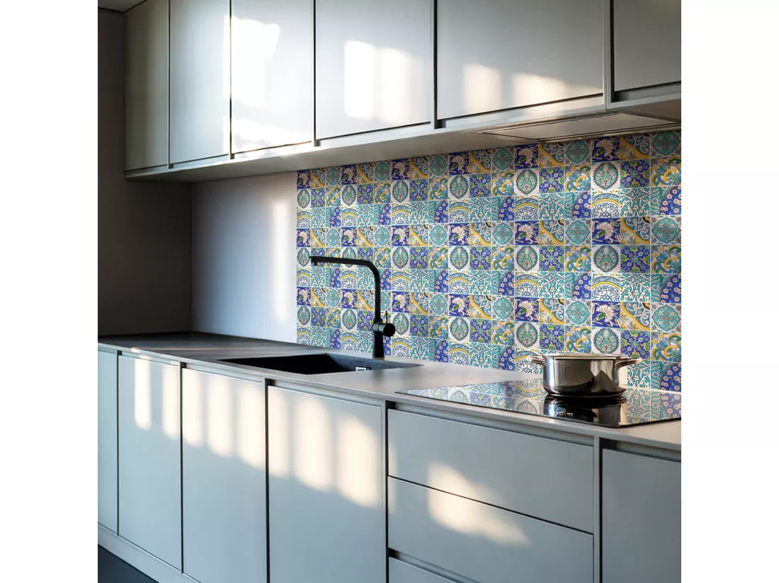 Carreaux autocollants PVC, Carrelage PVC adhésif - 20x20x20 - Motifs céramiques en mosaïque