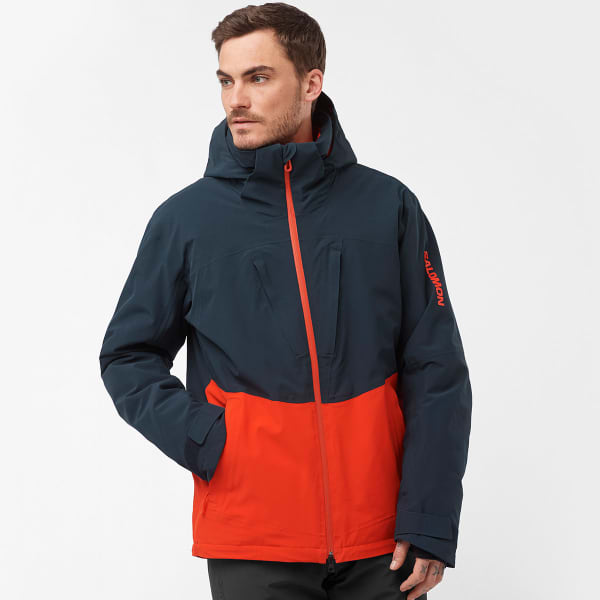 Veste de ski SALOMON HIGHLAND JACKET M CARBON/FIERY RED