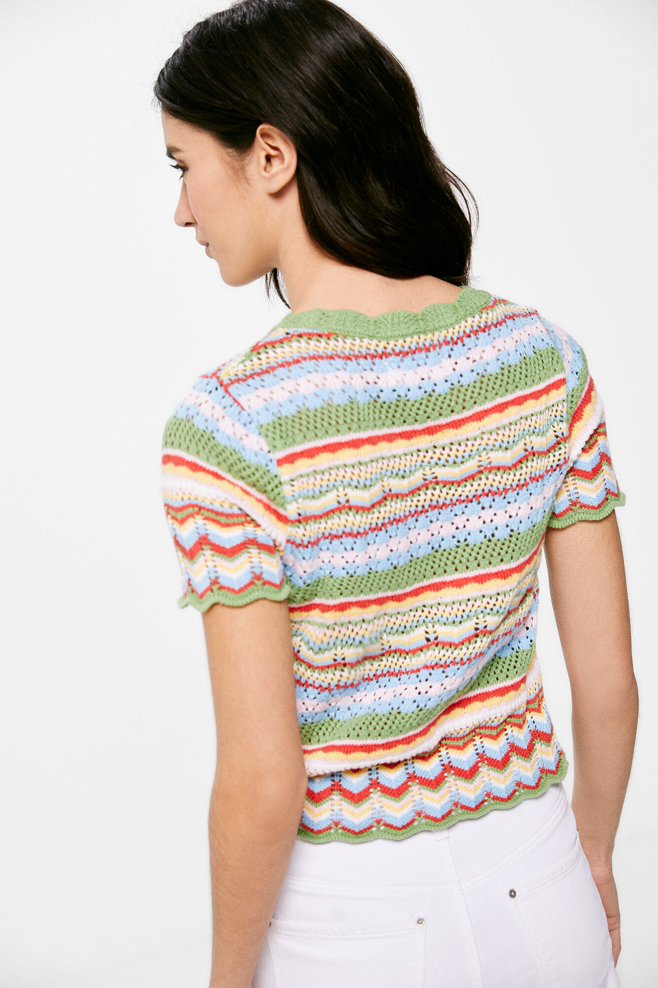 Camisa listrada Pointelle - Azul