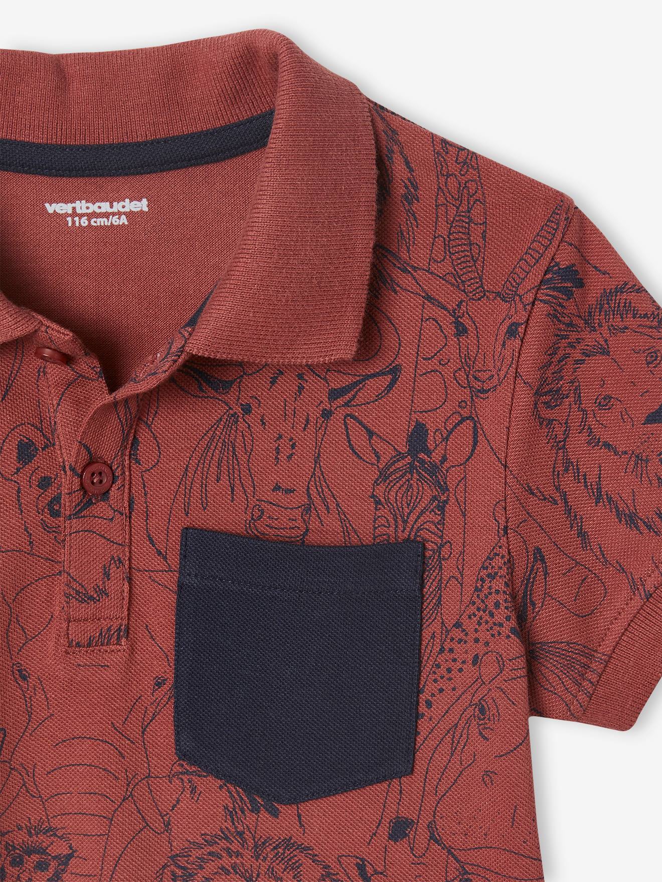 Camisa polo Clay com estampa de animais da selva para meninos