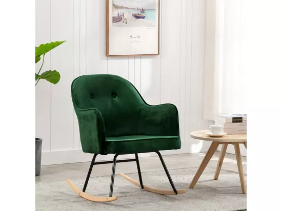 Chaise à bascule Vert foncé Velours