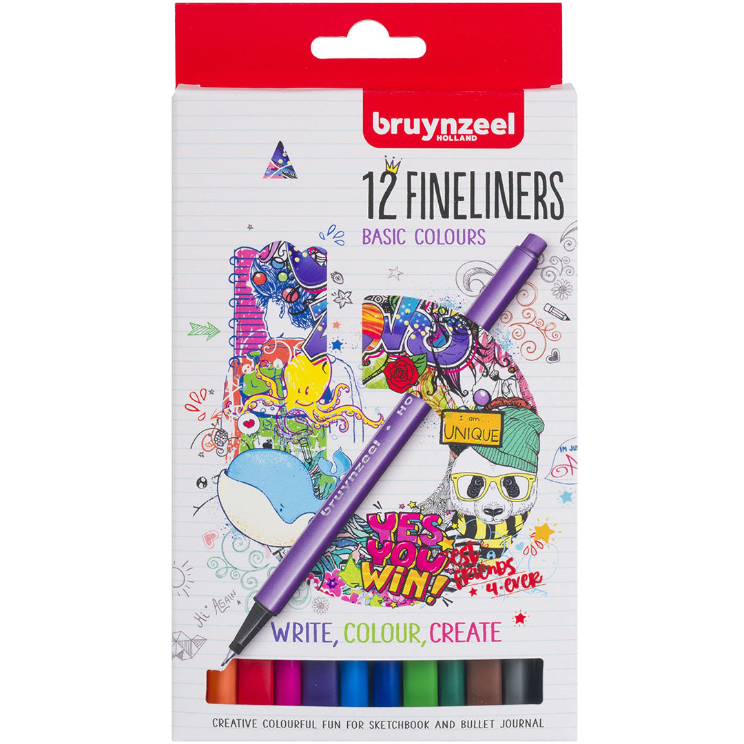 bruynzeel fineliners - multicolor - 12st