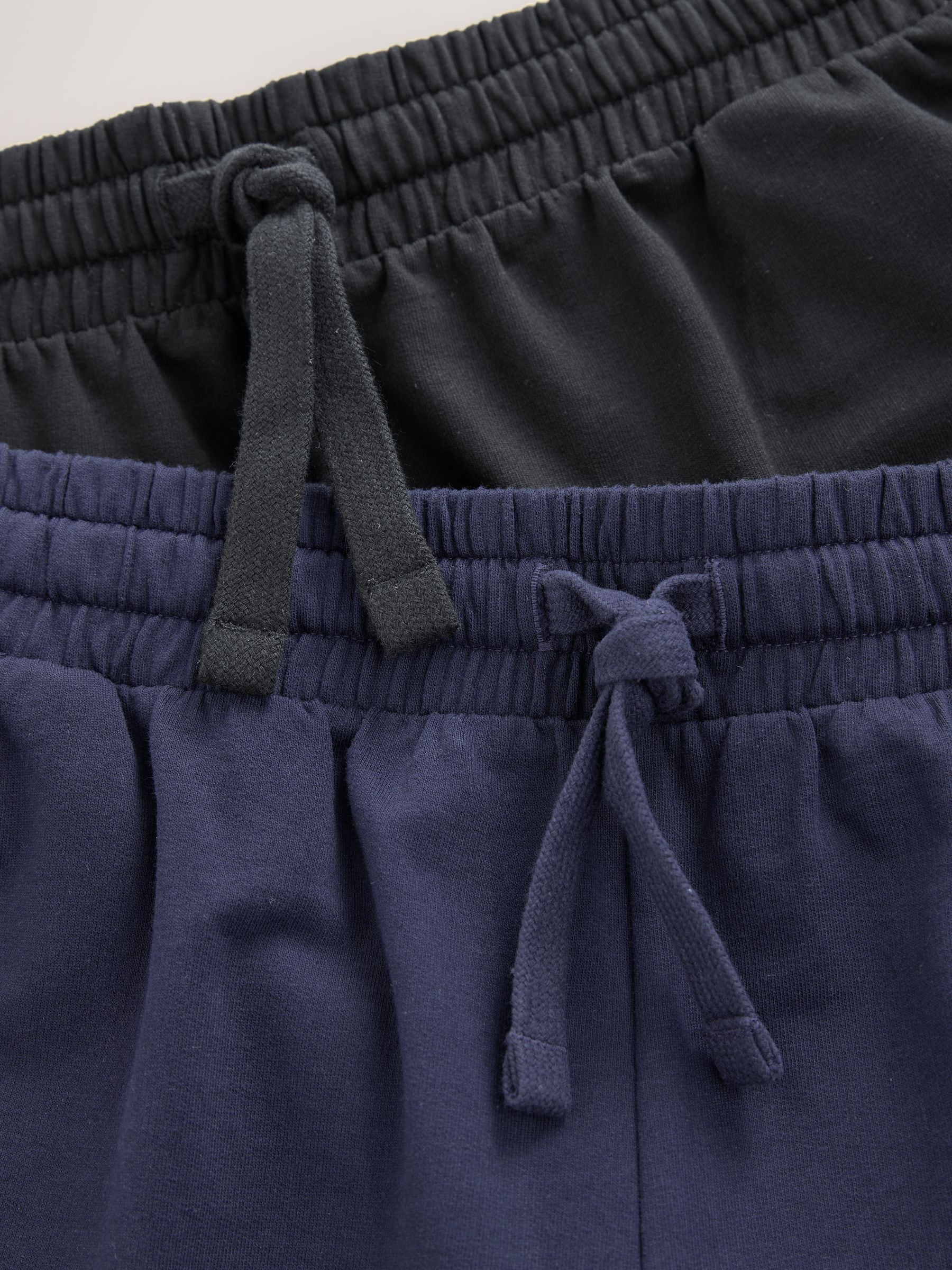 Zwart/marineblauw - Set van 2 lichtgewicht 100% katoenen joggershorts