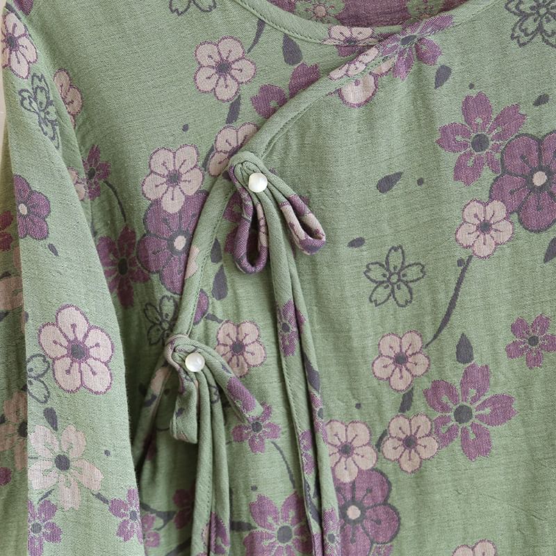 Somnus - Pyjamaset: Lange mouwen, bloemenprint, kikker, knoopjestop + broek