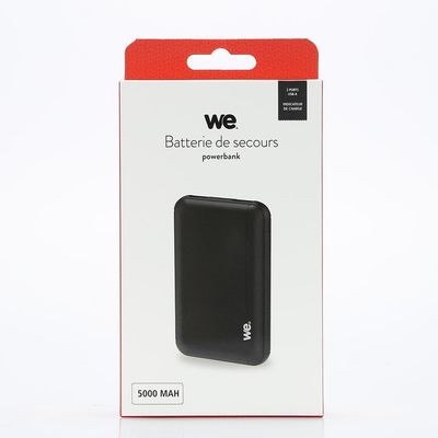 We - Powerbank / batterie de secours - 5000 mAh - 2 ports USB A - noir
