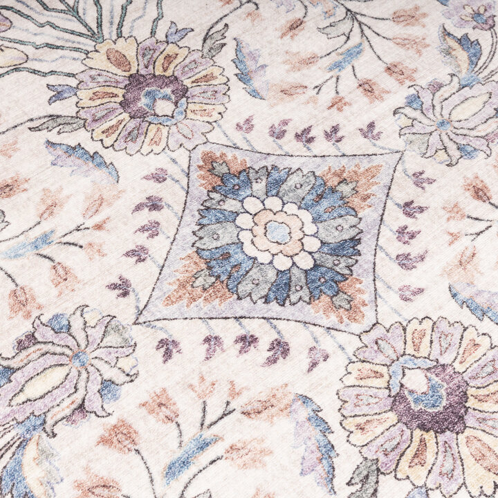 Rond vintage buitenkleed - Santo Flora Wit