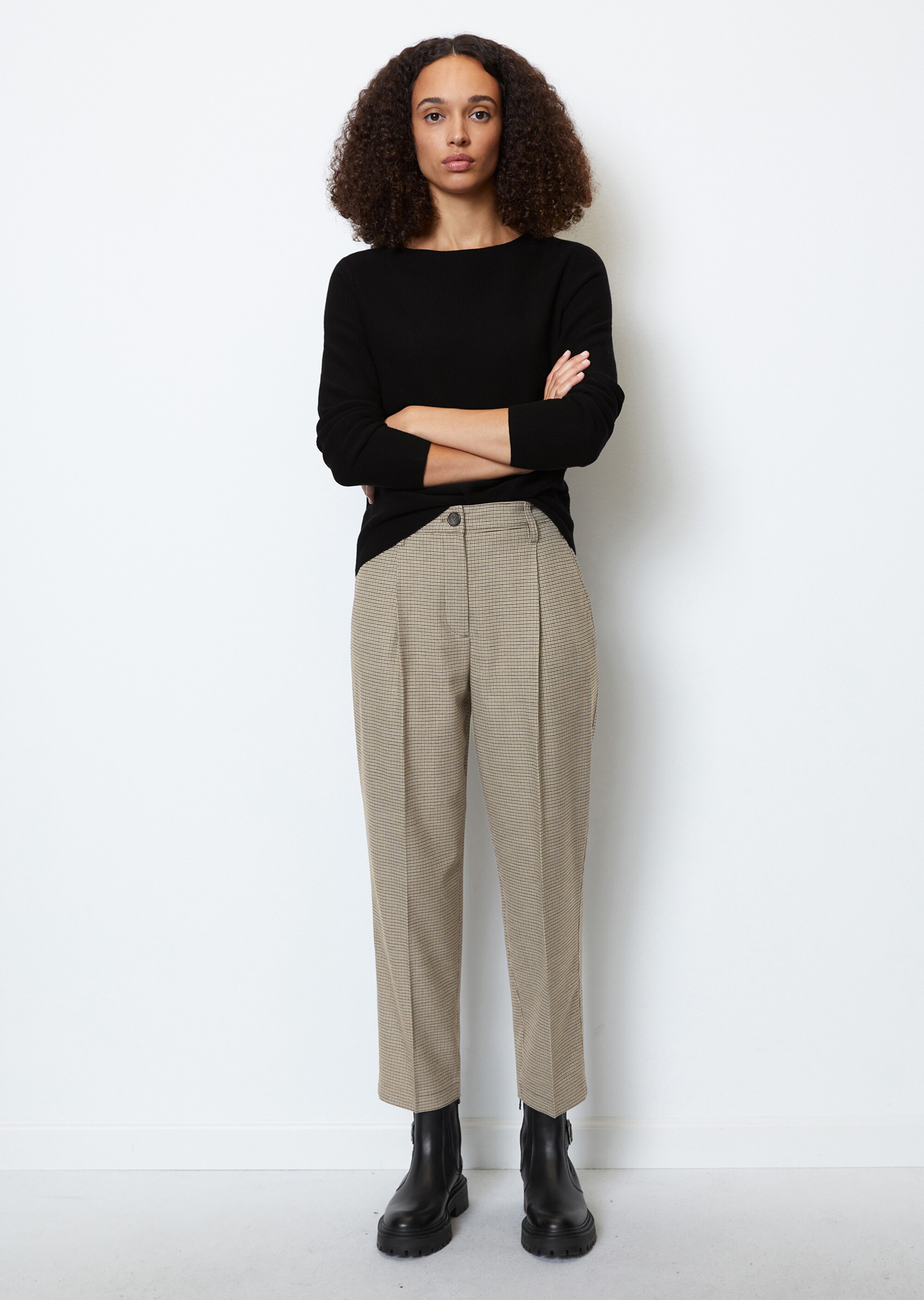 Feingemusterte Flanell-Chino tapered mit reycelten Materialien