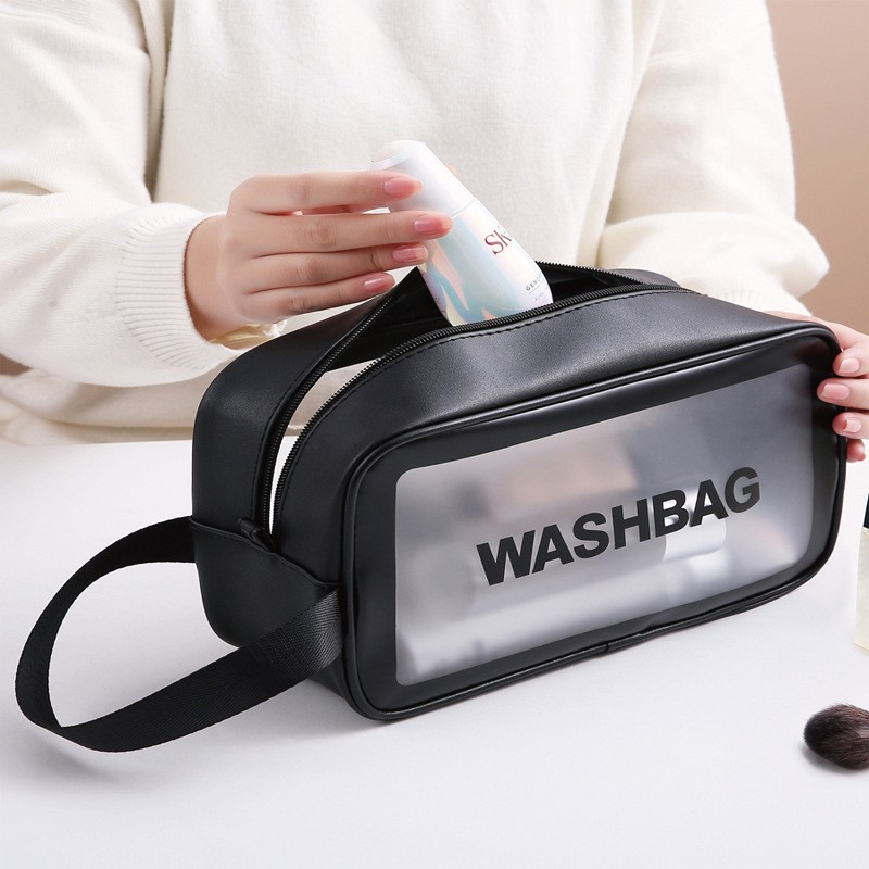 (26x15x9cm) Kosmetik Make Up Tasche Necessaire Organizer Bag - Schwarz / Transparent