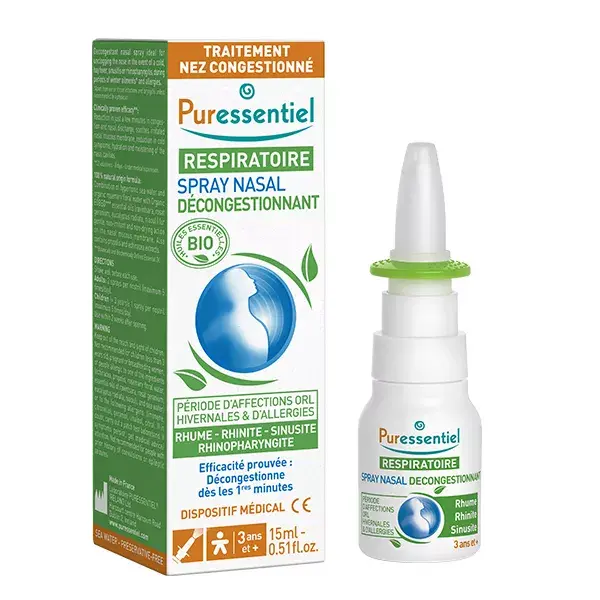 Spray Nasal Descongestionante Respiratório Puressentiel com Óleos Essenciais Orgânicos 15ml