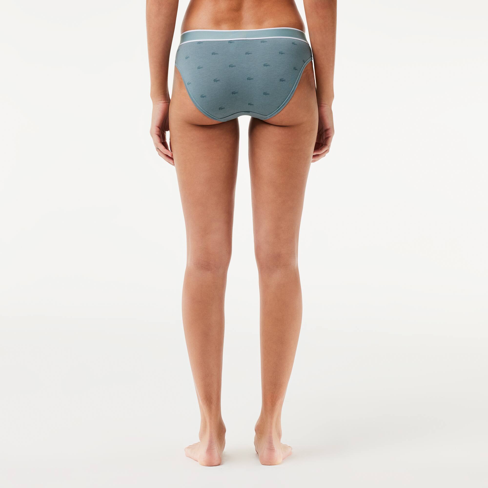 Culotte avec imprimé graphique en coton stretch Culottes & bas - Gris - Lacoste - Femme