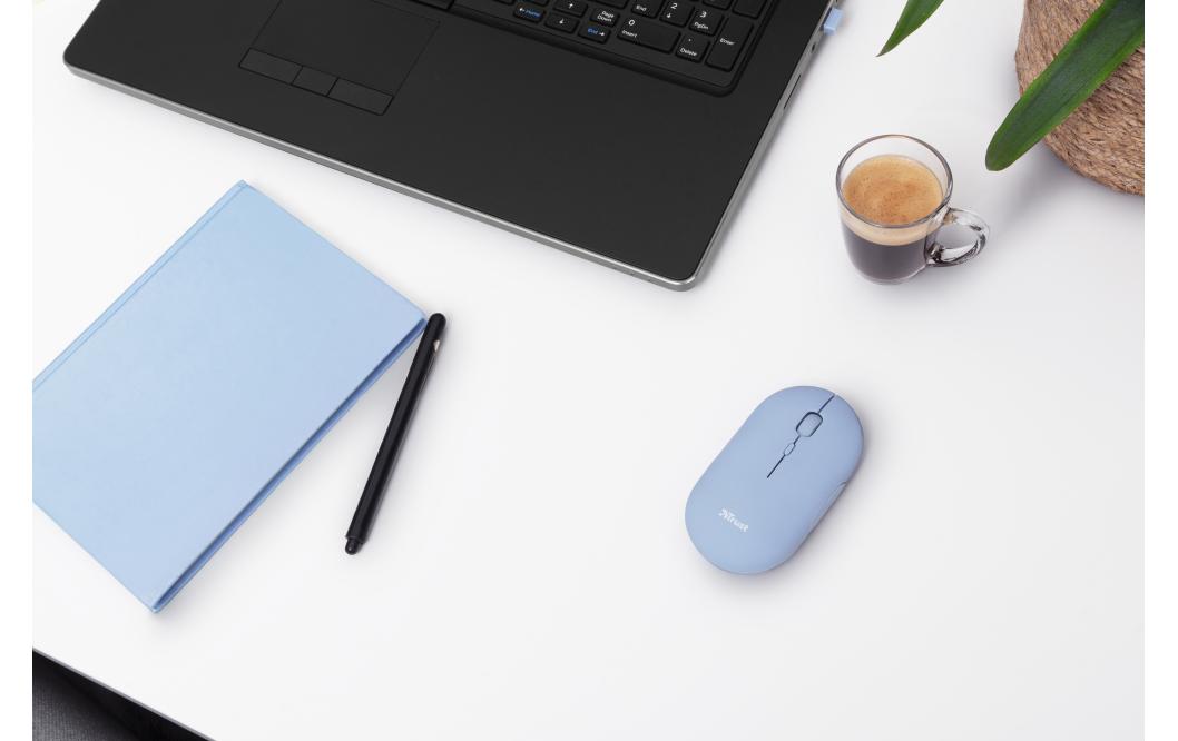 Maus Puck Rechargeable BlauWiederaufladbare Funkmaus mit abgerundeten Design