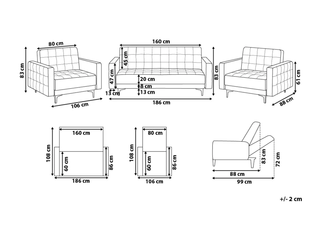 Ensemble canapé et fauteuils en velours rose 5 places ABERDEEN