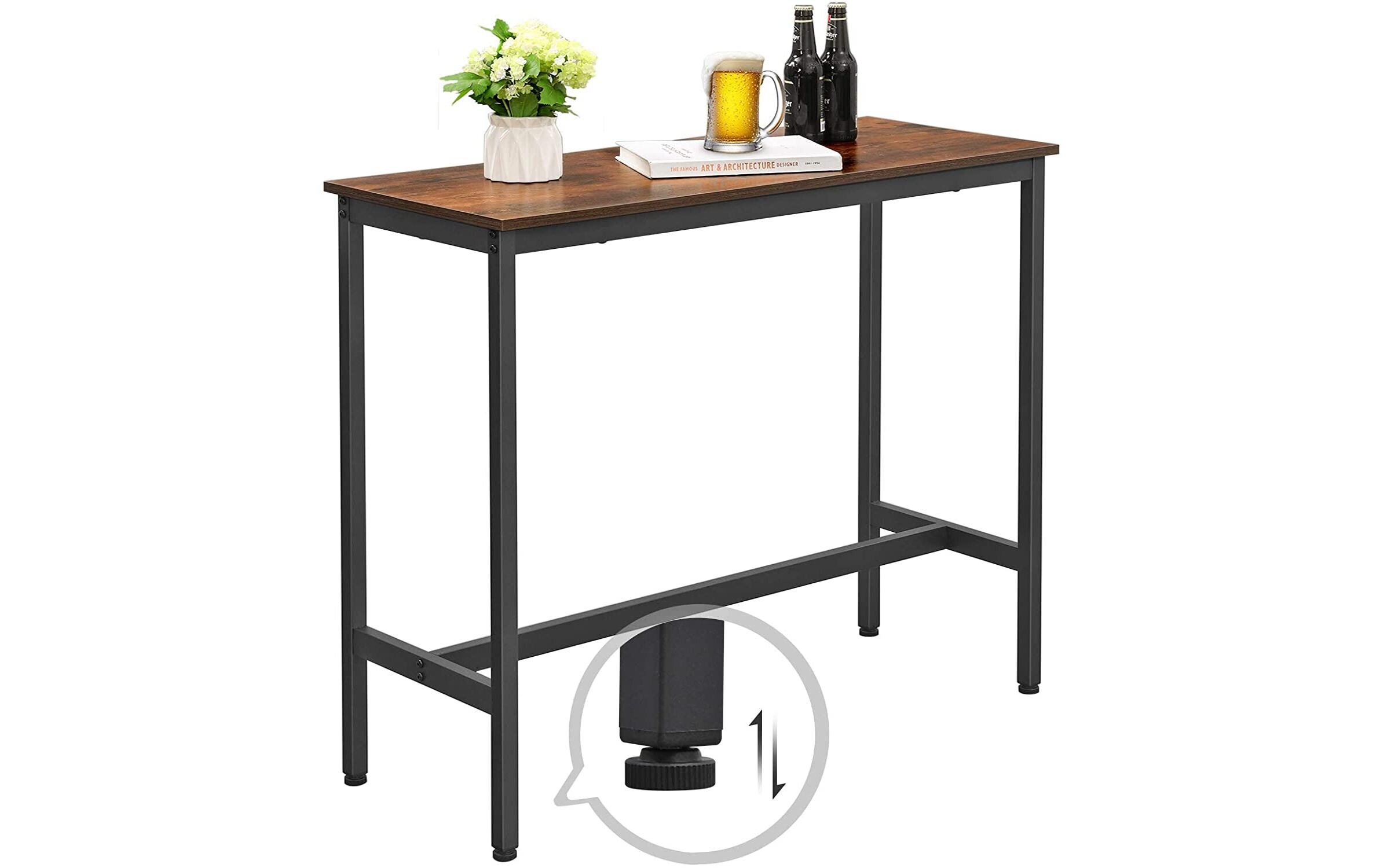 Bartisch mit Metallgestell 100 x 90 cm, Braun/Schwarz<br>Hochtisch