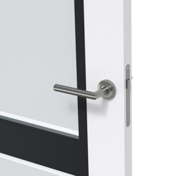 Arne & Bodil binnendeur ABB105 mat glas met blanke rand - extra wit afgelakt - glaslat diep zwart