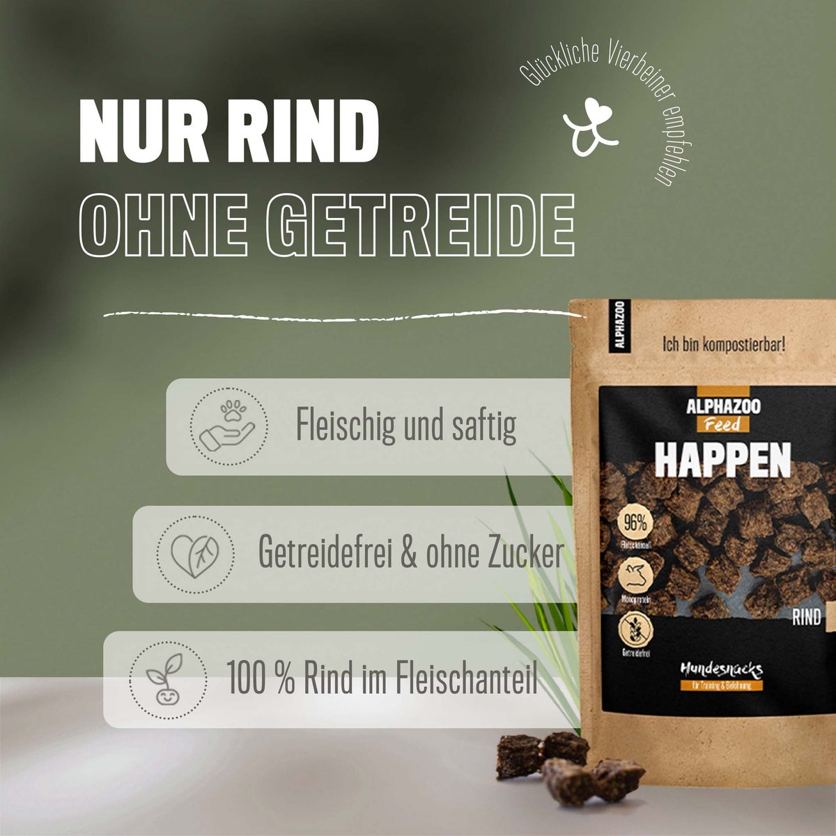ALPHAZOO Beef Bites 200g voor honden | Grote hondensnacks | Natuurlijk en graanvrij