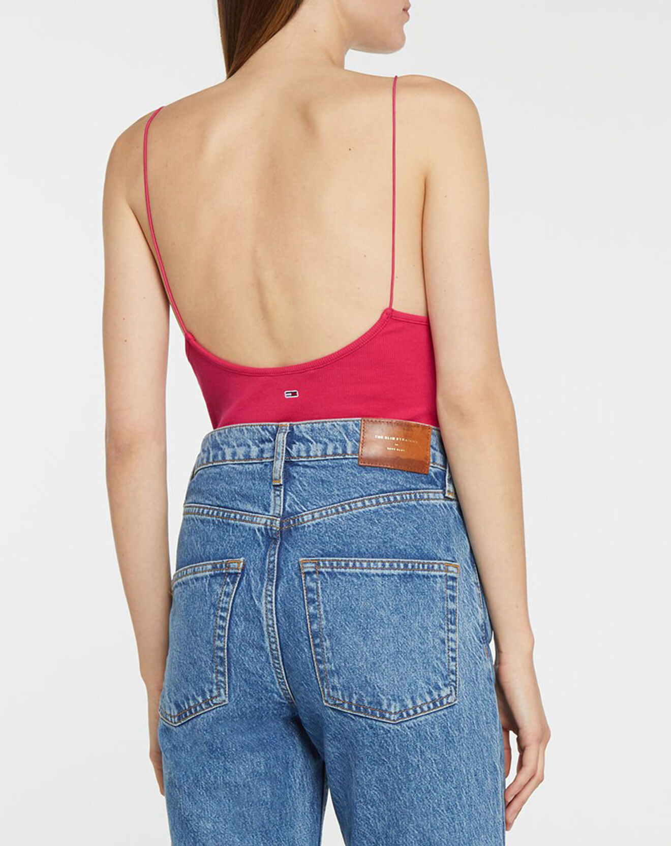 Tommy Jeans Body 100% Coton Bio Tommy Script framboise
