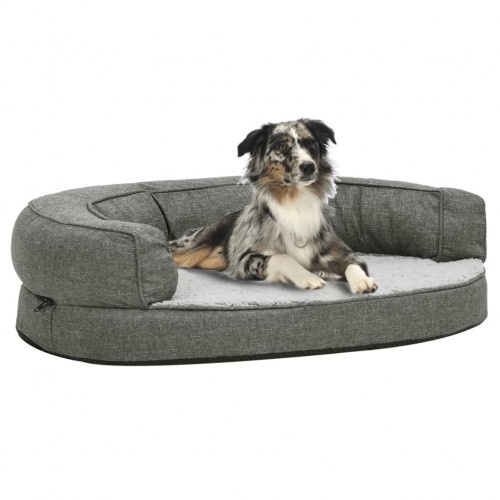 Sofá oval acolchoado para cães Vidaxl com almofada cinza