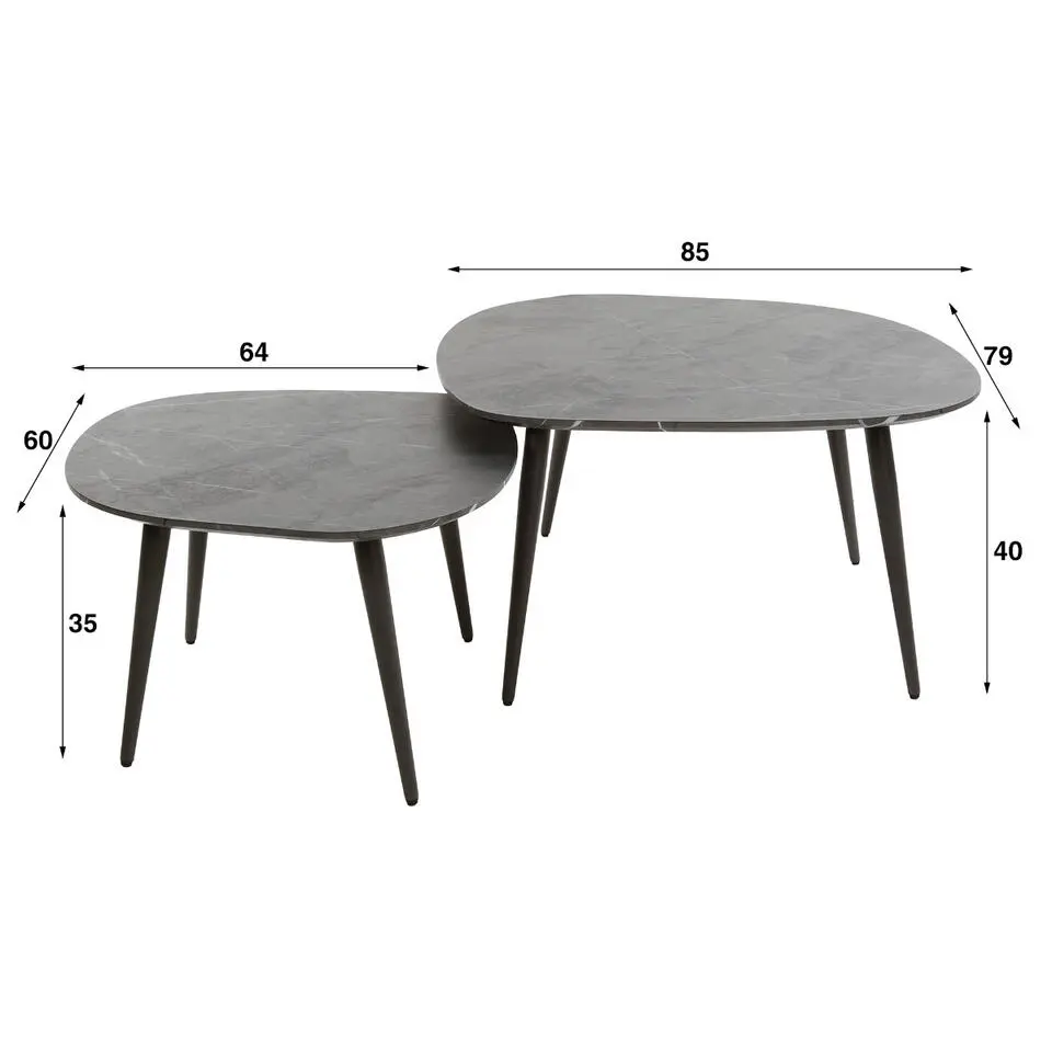 Fraaai - Connie salontafel set van 2 organisch - zwart/bruin