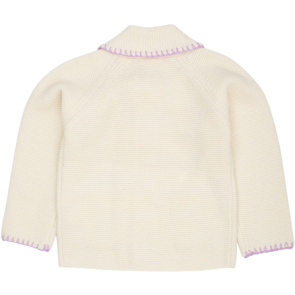 Køb COPENHAGEN COLORS Cream/Lavender Comb Lambswool Cardigan W. Krave
