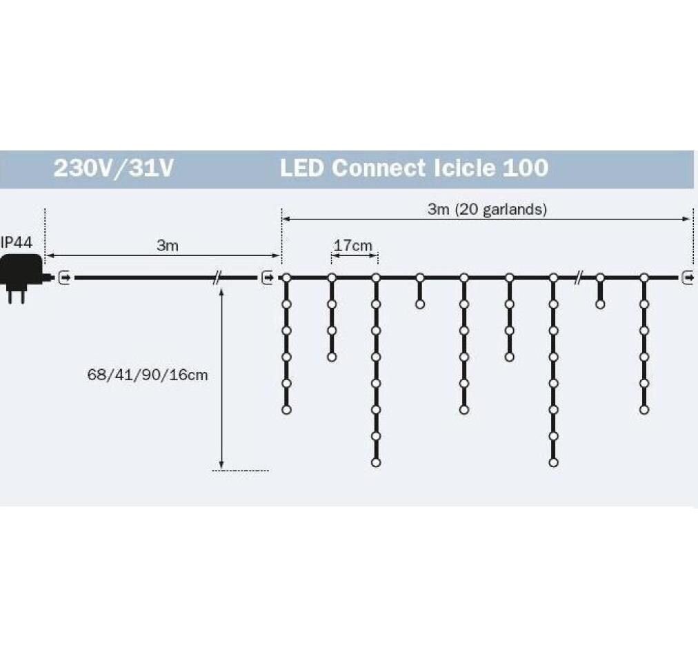 Lichtervorhang Starterkit-System Connect 100 LED, 3 mLichterkette, 100 LED, outdoor